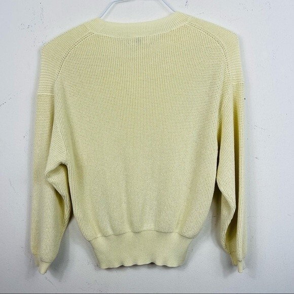 ARITZIA Wilfred Livvie Yellow Crewneck Sweater XS Waffle Knit Drop Shoulder - Picture 4 of 10